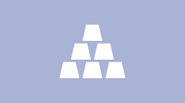 Mor arkaplanda izole edilmiş beyaz altın çubuk simgesi. Bankacılık işi konsepti. 4K Video hareketli grafik canlandırması