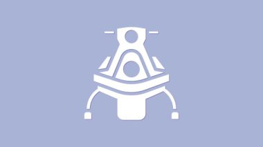 Beyaz Kar Modülü simgesi mor arkaplanda izole edildi. Kar arabası işareti. Olağanüstü bir spor. 4K Video hareketli grafik canlandırması