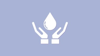 Mor arka planda sabun ikonu olan beyaz yıkama elleri. Virüs ve bakterileri önlemek için ellerini sabunla yıkıyorsun. 4K Video hareketli grafik canlandırması