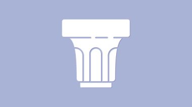 Mor arka planda izole edilmiş su ikonu olan beyaz cam. Soda bardağı. 4K Video hareketli grafik canlandırması