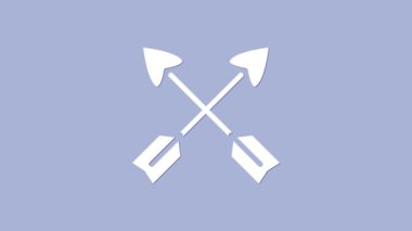 Beyaz Çapraz Oklar simgesi mor arkaplanda izole edildi. 4K Video hareketli grafik canlandırması