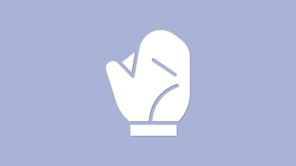 Ikon sarung tangan White Baseball terisolasi di latar belakang ungu. Animasi grafis gerak Video 4K — Stok Video
