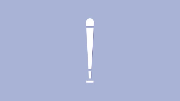 Witte honkbalknuppel pictogram geïsoleerd op paarse achtergrond. Sportuitrusting. 4K Video motion grafische animatie — Stockvideo