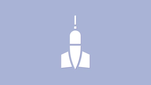 Fléchette blanche icône isolée sur fond violet. Animation graphique de mouvement vidéo 4K — Video