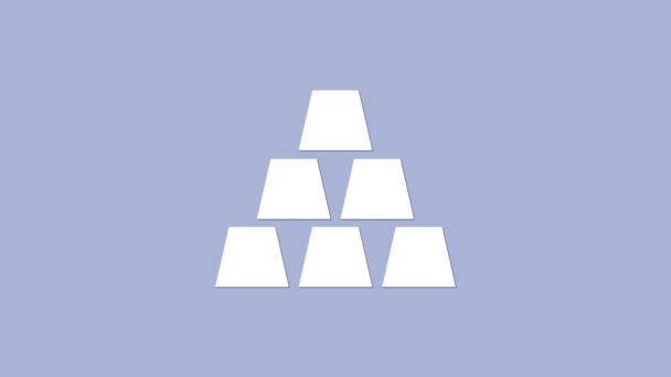 Icono de barras de oro blanco aislado sobre fondo púrpura. Concepto de negocio bancario. Animación gráfica de vídeo 4K — Vídeos de Stock