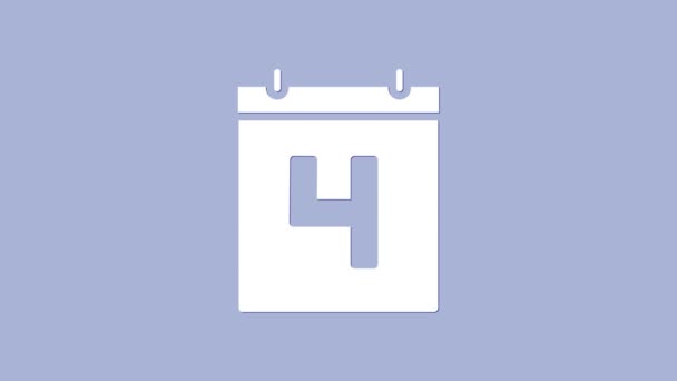 Mor arkaplanda 4 Temmuz simgesine sahip Beyaz Gün takvimi izole edildi. ABD Bağımsızlık Günü. 4 Temmuz. 4K Video hareketli grafik canlandırması — Stok video