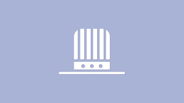 Icono de sombrero blanco patriótico americano aislado sobre fondo púrpura. Sombrero Tío Sam. Día de la independencia del sombrero americano. Animación gráfica de vídeo 4K — Vídeo de stock