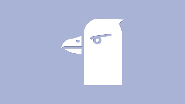 Ícone de cabeça de águia branca isolado no fundo roxo. Animação gráfica em movimento de vídeo 4K — Vídeo de Stock