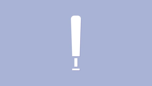 Ícone de bastão de beisebol branco isolado no fundo roxo. Equipamento desportivo. Animação gráfica em movimento de vídeo 4K — Vídeo de Stock