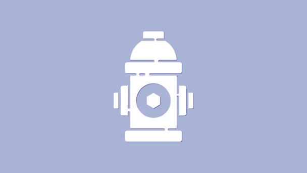 Biała ikona hydrantu odizolowana na fioletowym tle. 4K Animacja graficzna ruchu wideo — Wideo stockowe