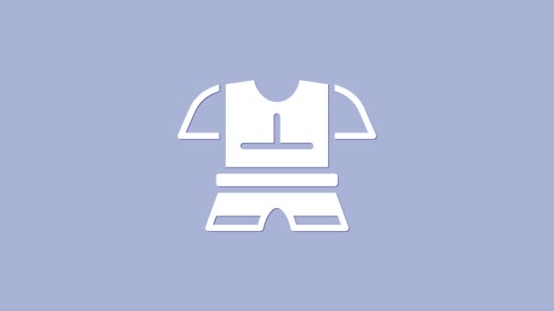 Icona corazza bianca isolata su sfondo viola. Animazione grafica 4K Video motion — Video Stock