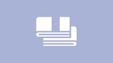 Beyaz havlu yığını simgesi mor arkaplanda izole edildi. 4K Video hareketli grafik canlandırması