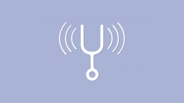 Mor arkaplanda izole edilmiş müzik aletleri simgesini ayarlamak için beyaz müzikal diyapazon. 4K Video hareketli grafik canlandırması