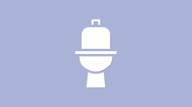 Beyaz klozet ikonu mor arka planda izole edilmiş. 4K Video hareketli grafik canlandırması