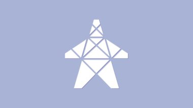 Beyaz Elektrik Kulesi mor arka planda izole edilmiş bir üstten güç hattı simgesini desteklemek için kullanılır. Yüksek voltajlı elektrik direği hattı. 4K Video hareketli grafik canlandırması