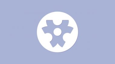 Beyaz Biyolojik Tehlike sembolü mor arkaplanda izole edilmiş. 4K Video hareketli grafik canlandırması