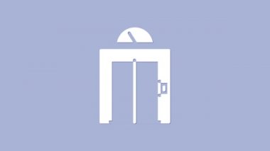 Beyaz Asansör simgesi mor arkaplanda izole edildi. Asansör sembolü. 4K Video hareketli grafik canlandırması