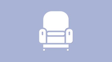 Beyaz Kol Koltuğu simgesi mor arkaplanda izole edildi. 4K Video hareketli grafik canlandırması