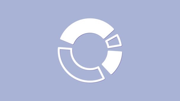 Icono de infografía gráfico Pie Blanco aislado sobre fondo púrpura. Signo de diagrama gráfico. Animación gráfica de vídeo 4K — Vídeos de Stock