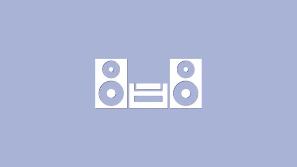 White Home stereo with two speaker s icon isolated on purple background. Music system. 4K Video motion graphic animation — Stock Video