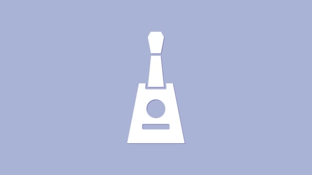 Weißes Balalaika-Symbol für Musikinstrumente auf violettem Hintergrund. 4K Video Motion Grafik Animation — Stockvideo
