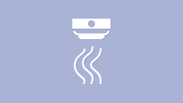 Icono del sistema de alarma de humo blanco aislado sobre fondo púrpura. Detector de humo. Animación gráfica de vídeo 4K — Vídeo de stock