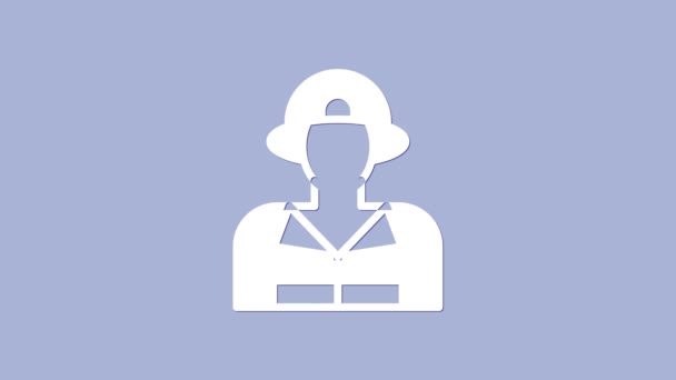 Icona del pompiere bianco isolato su sfondo viola. Animazione grafica 4K Video motion — Video Stock