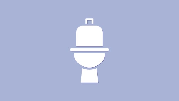 Icono de inodoro blanco aislado sobre fondo púrpura. Animación gráfica de vídeo 4K — Vídeos de Stock