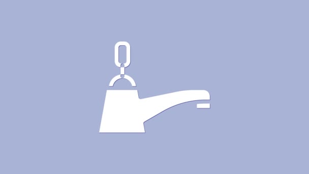 White Water tap icoon geïsoleerd op paarse achtergrond. 4K Video motion grafische animatie — Stockvideo