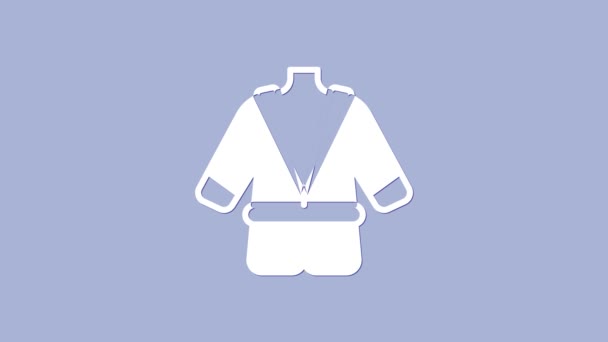 Bílý Župan ikona izolované na fialovém pozadí. Grafická animace pohybu videa 4K — Stock video