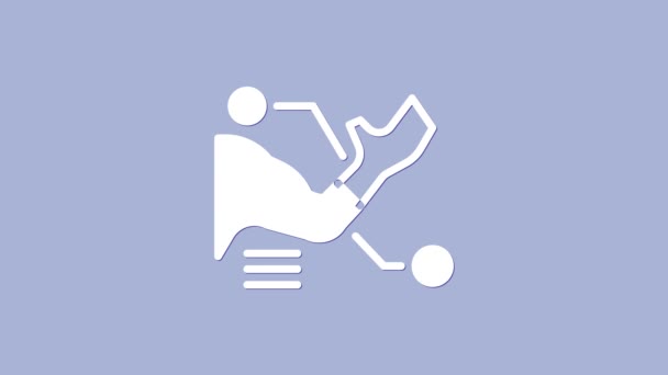 Bílá Protéza ruční ikona izolované na fialovém pozadí. Futuristický koncept bionické paže, robotické mechanické ruky. Grafická animace pohybu videa 4K — Stock video