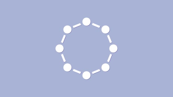 Λευκό χημικό εικονίδιο τύπου απομονωμένο σε μωβ φόντο. Αφηρημένο εξάγωνο για την ιατρική καινοτομία, την υγεία, την έρευνα και την επιστήμη. 4K Γραφική κίνηση κίνησης βίντεο — Αρχείο Βίντεο