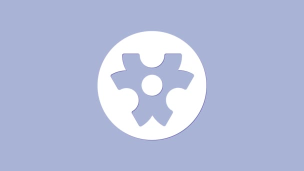 Witte Biohazard symbool pictogram geïsoleerd op paarse achtergrond. 4K Video motion grafische animatie — Stockvideo