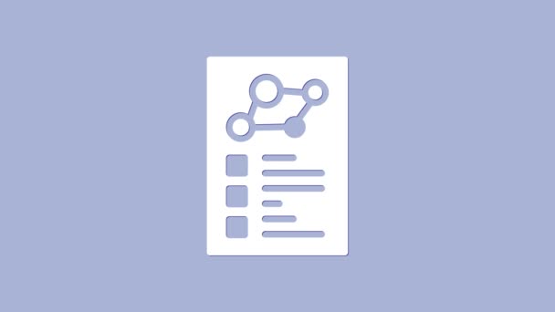 Белый медицинский буфер обмена с иконкой клинической записи, выделенной на фиолетовом фоне. Медицинская страховка. Рецепт, медицинский осмотр. Видеографическая анимация 4K — стоковое видео