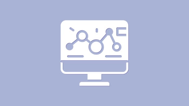 Fehér Genetikai módosítás laptop ikon izolált lila háttér. DNS elemzés, genetikai tesztek, klónozás. 4K Videó mozgás grafikus animáció — Stock videók