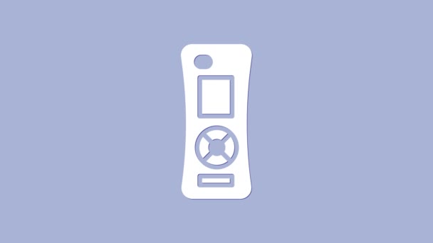 Vit Fjärrkontroll ikon isolerad på lila bakgrund. 4K Video motion grafisk animation — Stockvideo