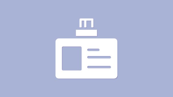 Icono de identificación blanca aislado sobre fondo púrpura. Se puede utilizar para la presentación, la identidad de la empresa, la publicidad. Animación gráfica de vídeo 4K — Vídeo de stock