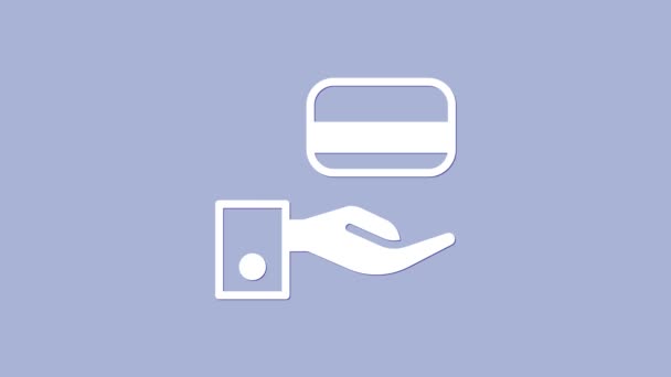 Biały Cyfrowy zamek z bezprzewodową technologią odblokowania ikony na fioletowym tle. Znak klamki. Inteligentny dom ochrony. 4K Animacja graficzna ruchu wideo — Wideo stockowe