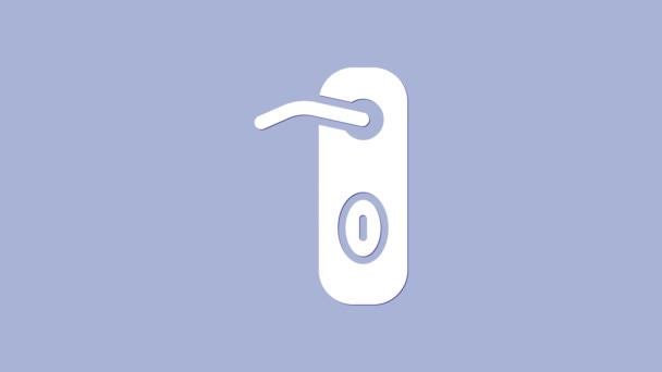 Icona maniglia porta bianca isolata su sfondo viola. Cartello della serratura. Animazione grafica 4K Video motion — Video Stock