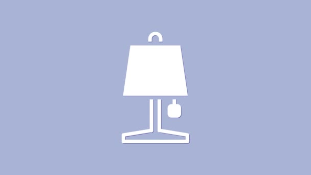 Icono de lámpara de mesa blanca aislada sobre fondo púrpura. Animación gráfica de vídeo 4K — Vídeos de Stock