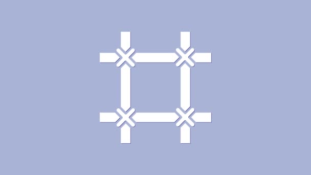 白色监狱窗户图标隔离在紫色背景。4K视频运动图形动画 — 图库视频影像