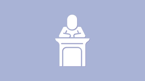Icona del giudice bianco isolato su sfondo viola. Animazione grafica 4K Video motion — Video Stock
