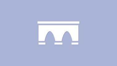 Tren simgesi için beyaz köprü mor arkaplanda izole edildi. 4K Video hareketli grafik canlandırması