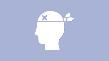 Beyaz Korsan Kaptan ikonu, mor arka planda izole edilmiş. 4K Video hareketli grafik canlandırması