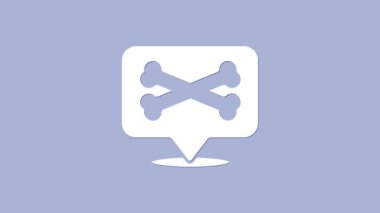 Beyaz Konum korsan simgesi mor arka planda izole edildi. 4K Video hareketli grafik canlandırması