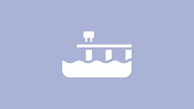 White Beach rıhtım ikonu mor arka planda izole edilmiş. 4K Video hareketli grafik canlandırması