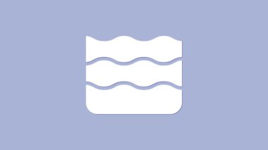 Beyaz dalga simgesi mor arkaplanda izole edildi. 4K Video hareketli grafik canlandırması