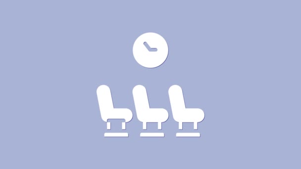Witte wachtkamer pictogram geïsoleerd op paarse achtergrond. 4K Video motion grafische animatie — Stockvideo