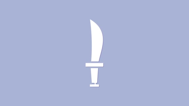 Beyaz Korsan kılıç simgesi mor arkaplanda izole edilmiş. Kılıç işareti. 4K Video hareketli grafik canlandırması — Stok video