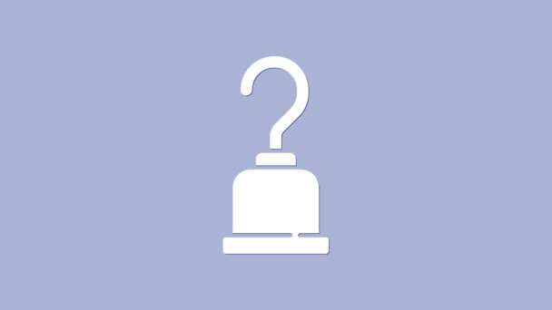 Icono de gancho pirata blanco aislado sobre fondo púrpura. Animación gráfica de vídeo 4K — Vídeo de stock